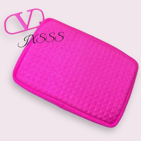 Electric-Pink Magenta Valentino Beauty (Spiked) Soft Cosmetic-Makeup Bag/Pouch - Picture 1 of 15